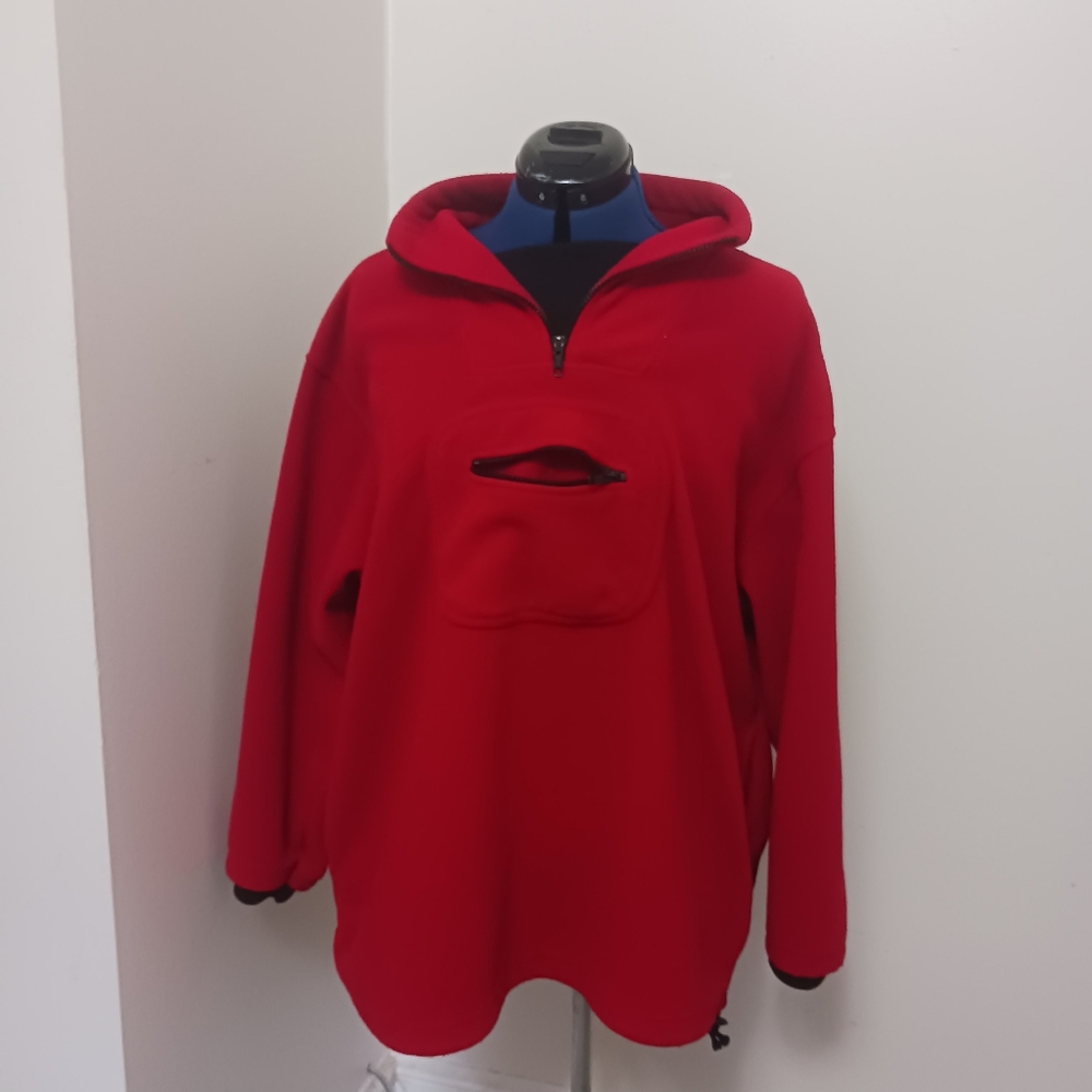 Jeans By Express Quarter  Zip-Up Jacket Fleece Pullover Red Pockets  Express Vtg